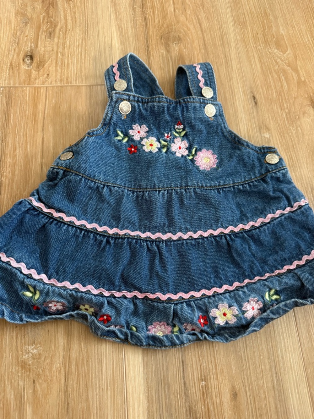 Vintage floral denim overall Dress